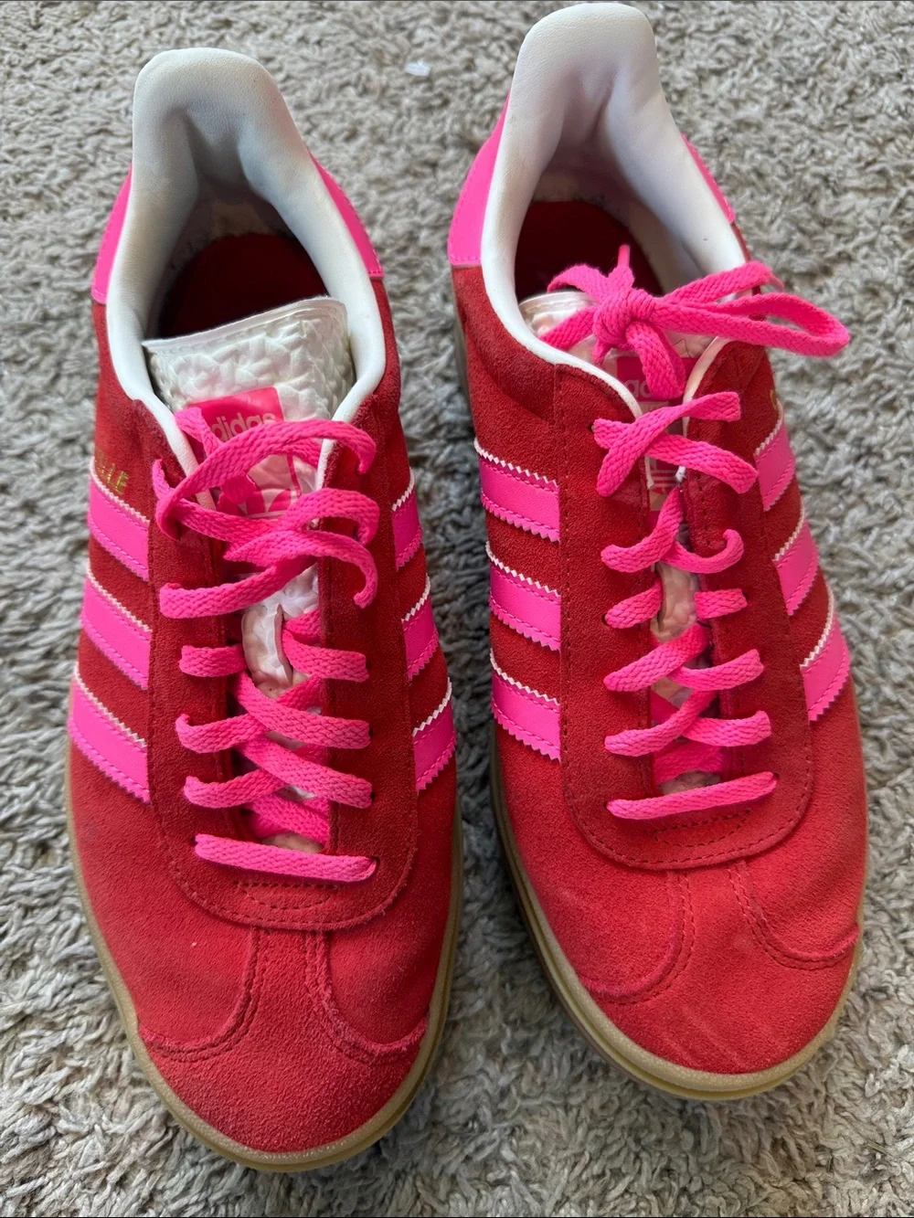 adidas Women's gazelle platform sneaker red and pink - Picture 1 of 4